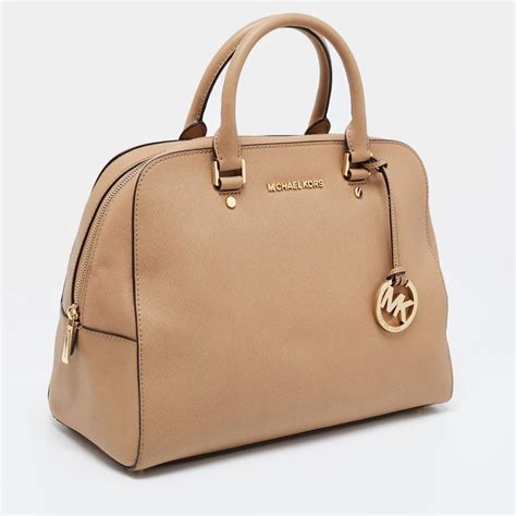 michael kors beige tasche|michael kors opened satchel purse.